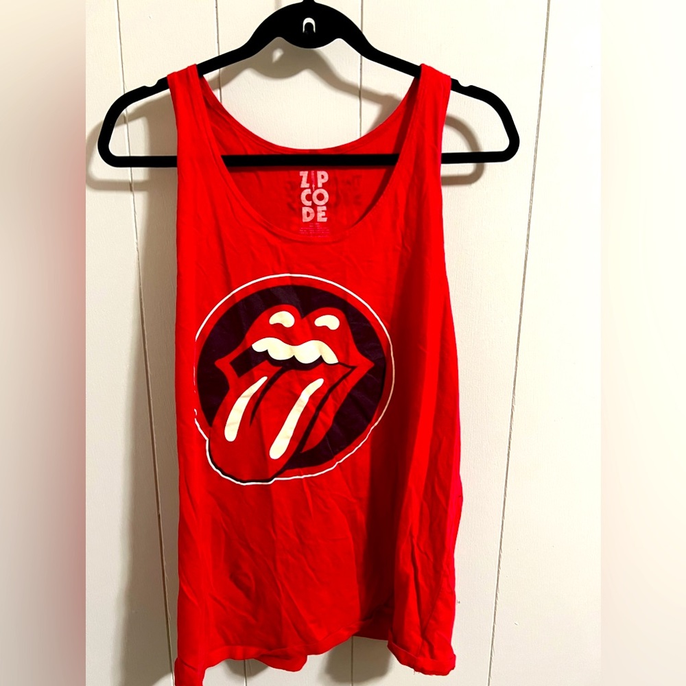 Rolling Stones zip code red racer back tank top XL band shirt music